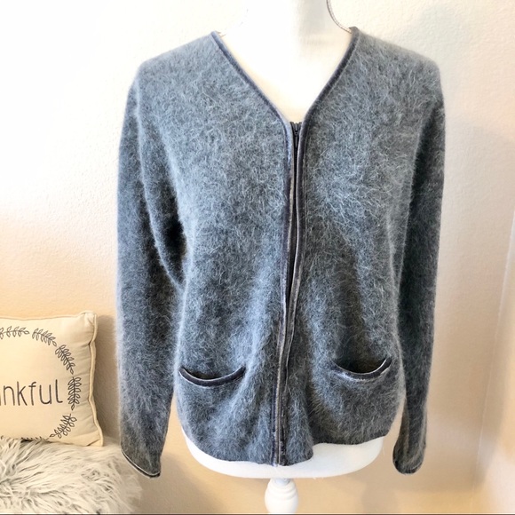 Valerie Stevens lambswool gray fuzzy blazer - Picture 2 of 6